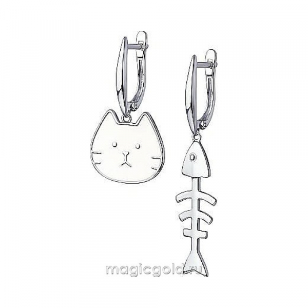 Серебряные серьги с эмалью № 174180