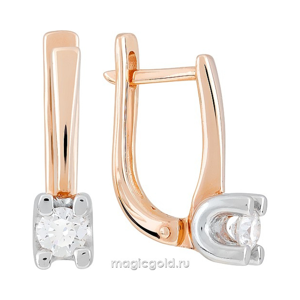 Золотые серьги с бриллиантом № 26794