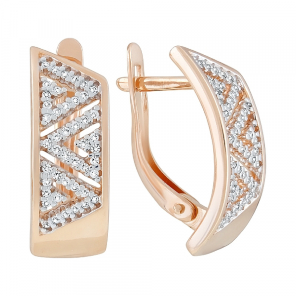 Золотые серьги с фианитами № 122219