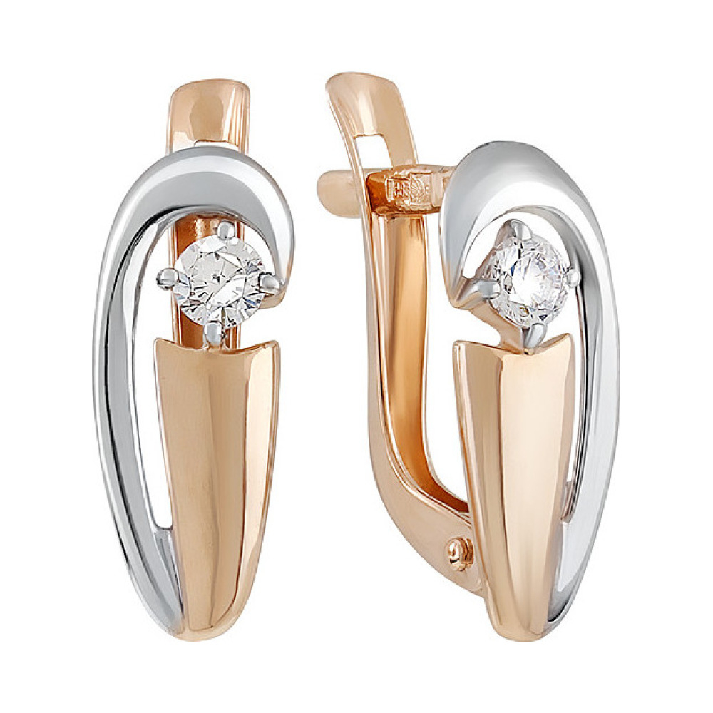 Золотые серьги с фианитом № 134930