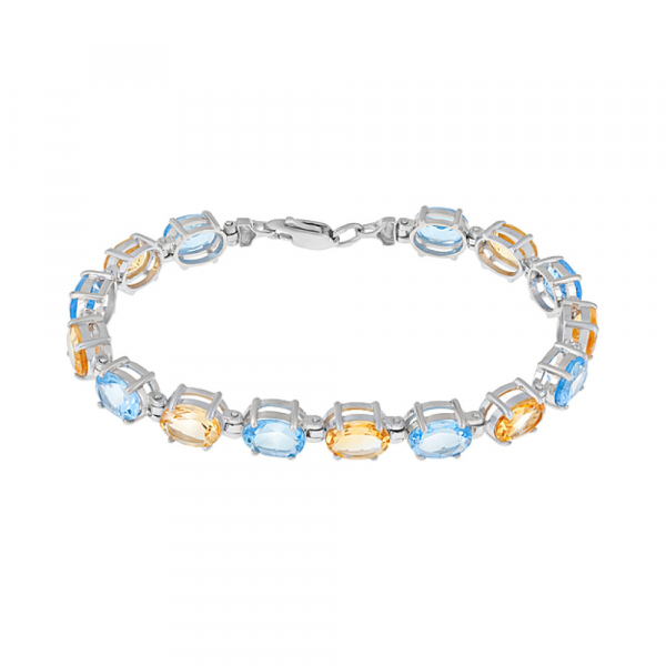 Серебряный браслет с полудраг. вставками № 123868