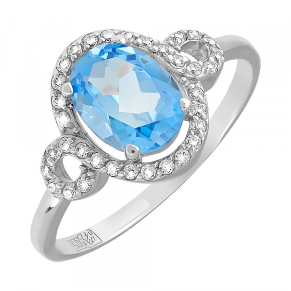 Золотое кольцо с топазом и фианитом № 120491