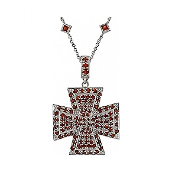 Серебряное колье с гранатом № 70046