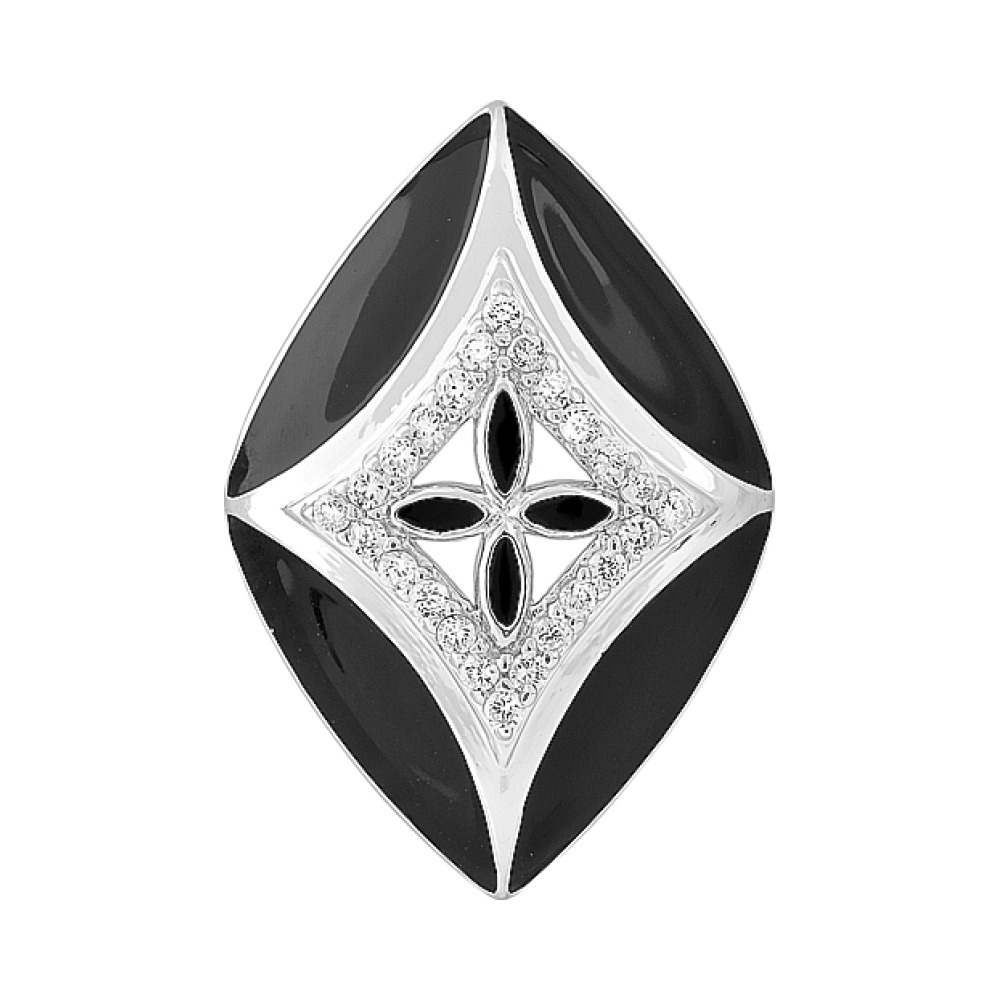 Серебряная подвеска с фианитом и эмалью № 115248