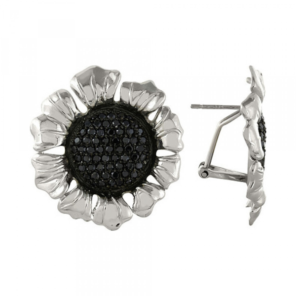 Серебряные серьги с фианитом № 82553