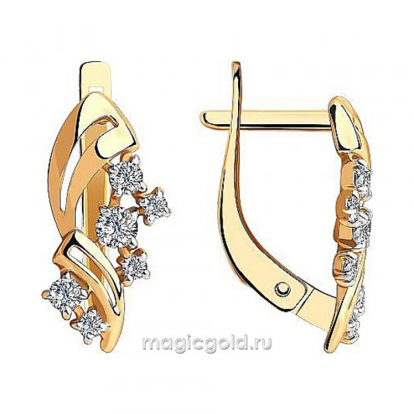 Золотые серьги с фианитом № 174059