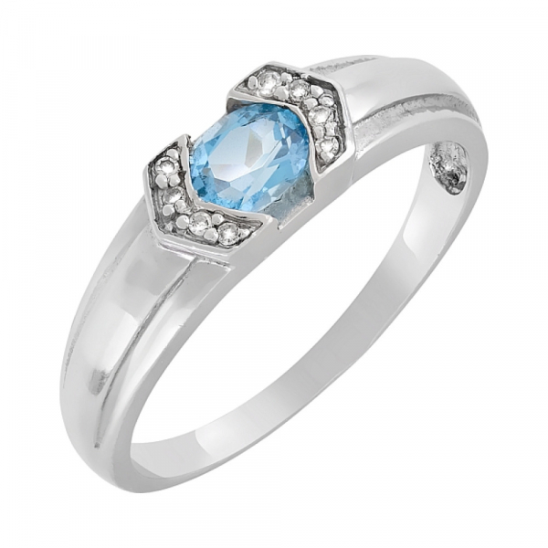 Золотое кольцо с бриллиантом и топазом № 34556