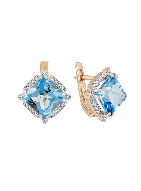 Золотые серьги с топазом и фианитом № 131838