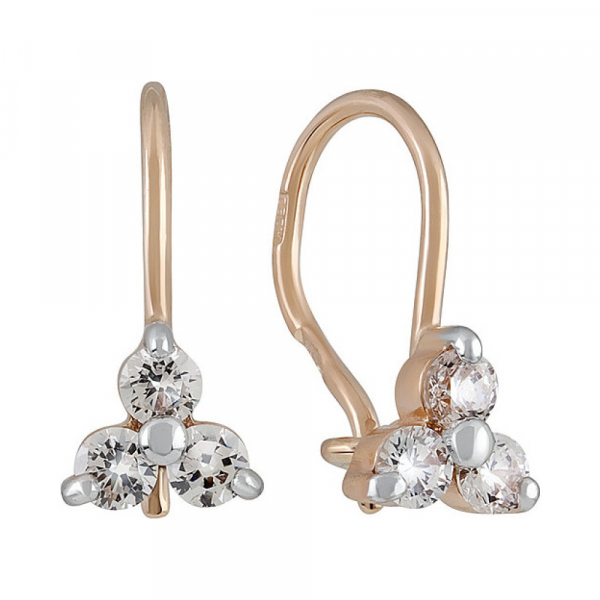 Золотые серьги с фианитом № 126120