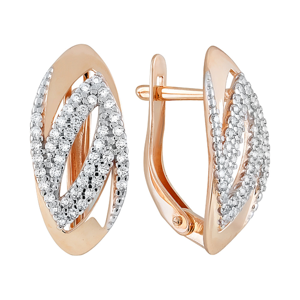 Золотые серьги с фианитами № 123734