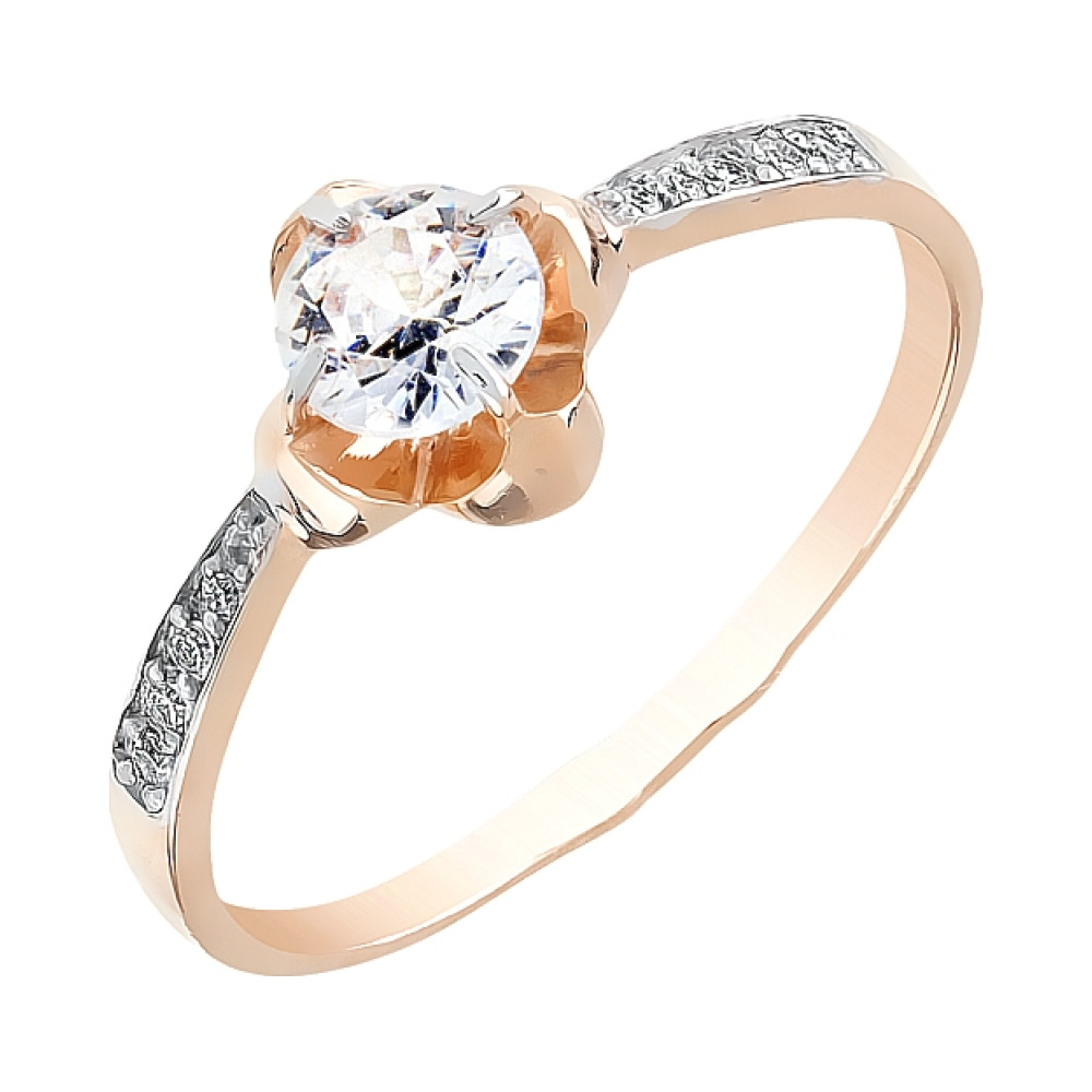 Золотое кольцо с фианитами № 111282