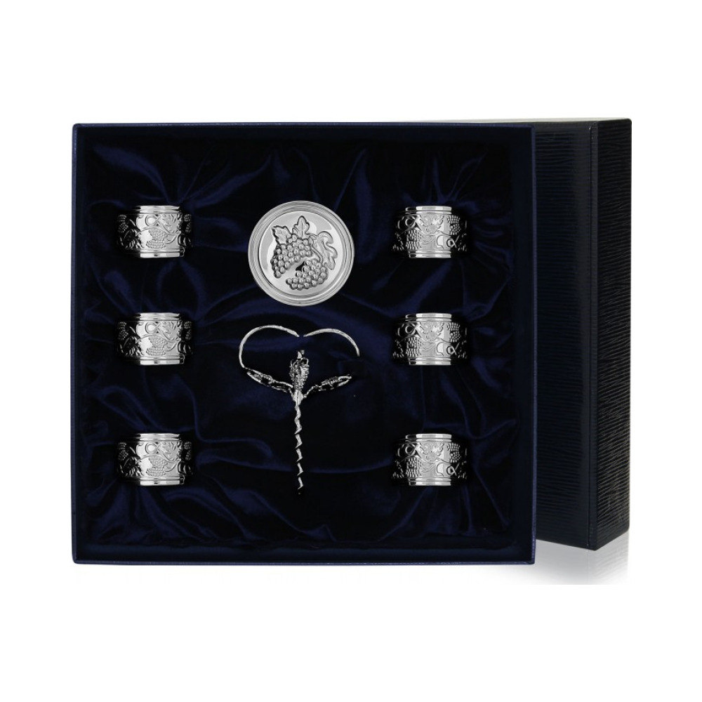 Серебряный винный набор «Виноград»