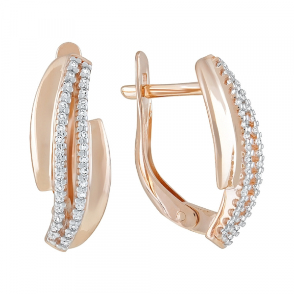 Золотые серьги с фианитами № 122220