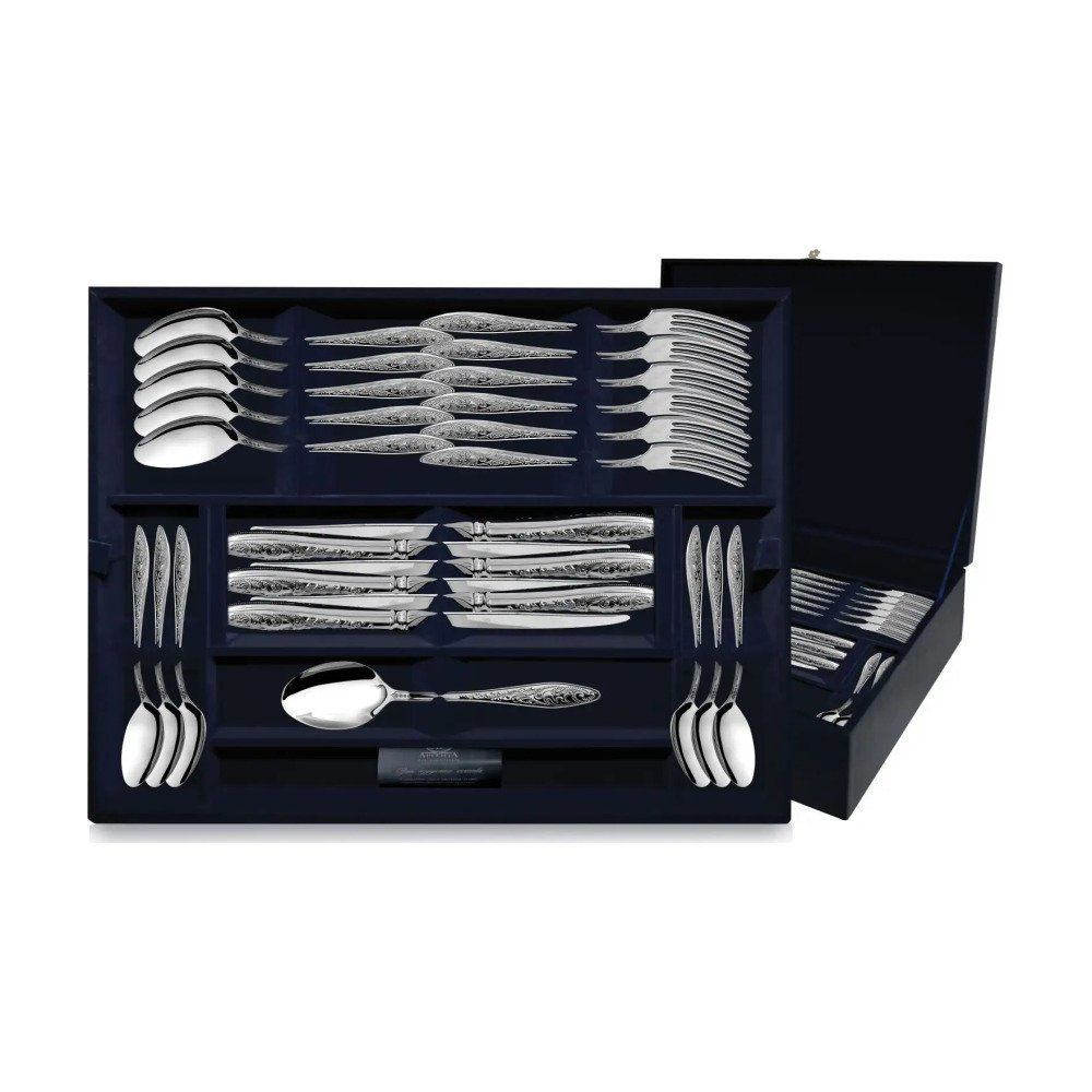 Набор десертный Морозко (48 пред) в футляре из серебра 925 пробы