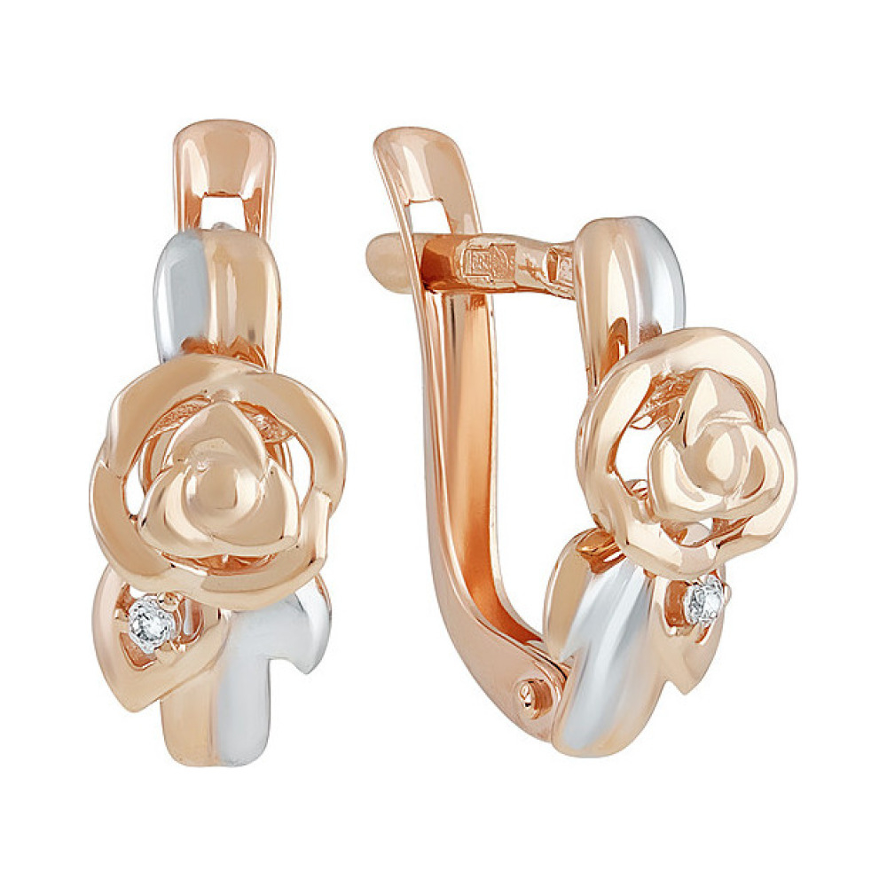 Золотые серьги с фианитом № 136939