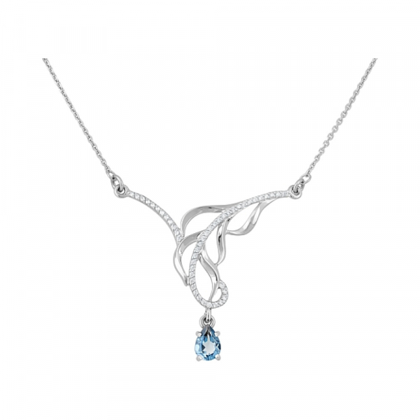 Золотое колье с топазом и фианитом № 119735