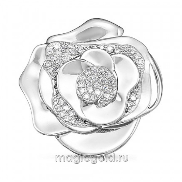 Серебряная брошь с фианитом № 161198