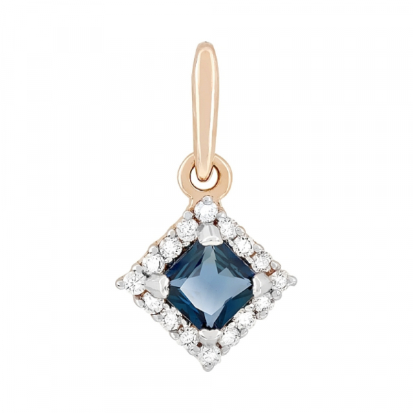 Золотая подвеска с бриллиантом и сапфиром № 115436