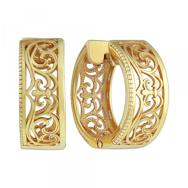 Серебряные серьги без камня с золотым покрытием № 134322