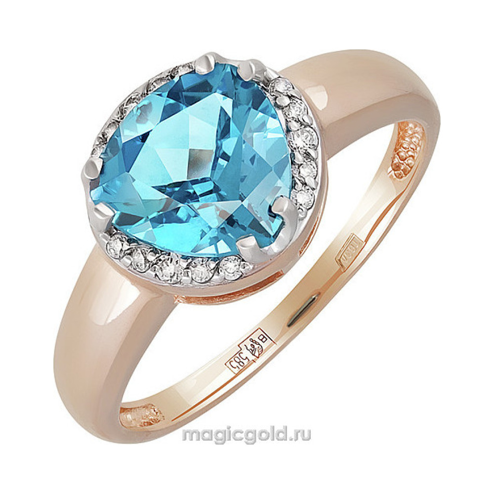 Золотое кольцо с топазом и фианитом № 141296