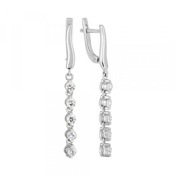 Золотые серьги с бриллиантом № 134163