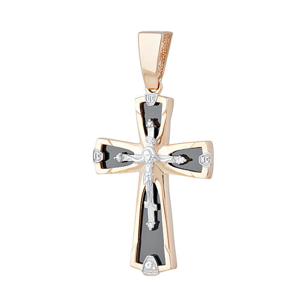 Крест литой с накладкой б/з и фианитом № 134974