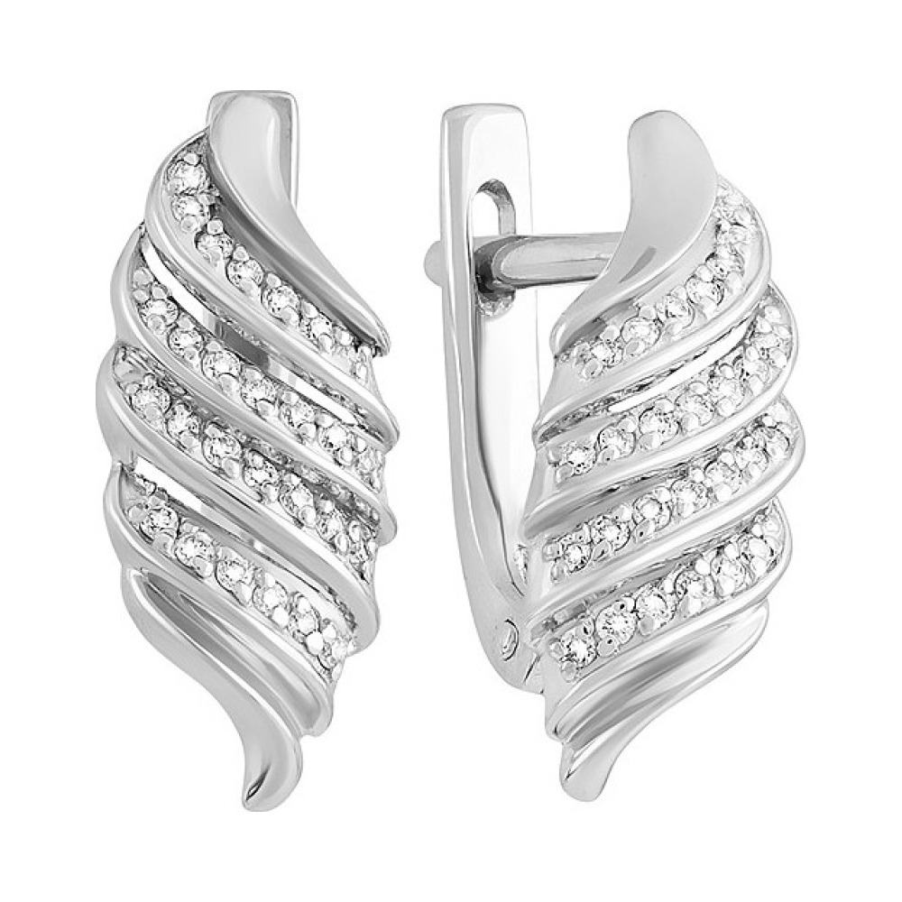 Золотые серьги с бриллиантом № 128682