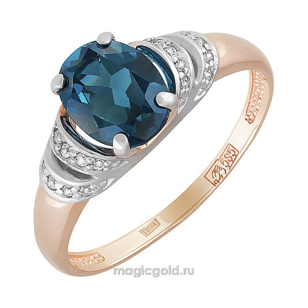 Золотое кольцо с топазом и фианитом № 142124