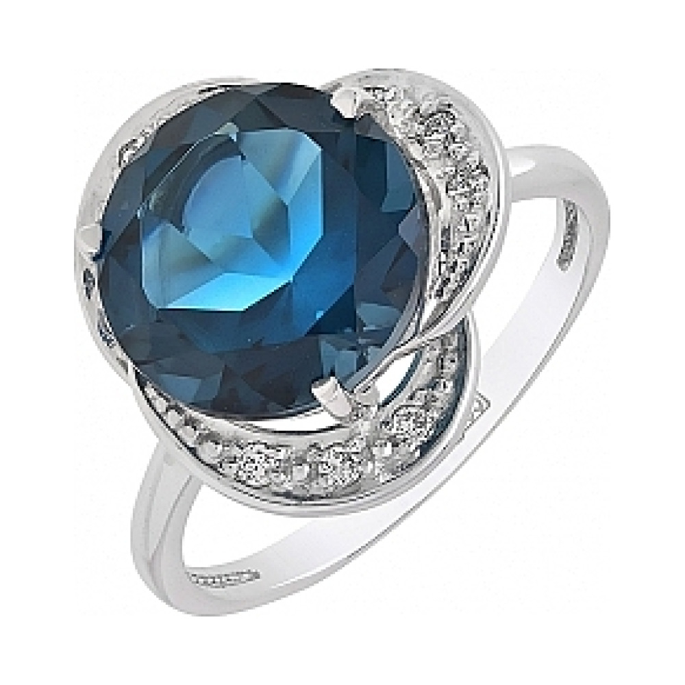 Золотое кольцо с топазом и фианитом № 109695