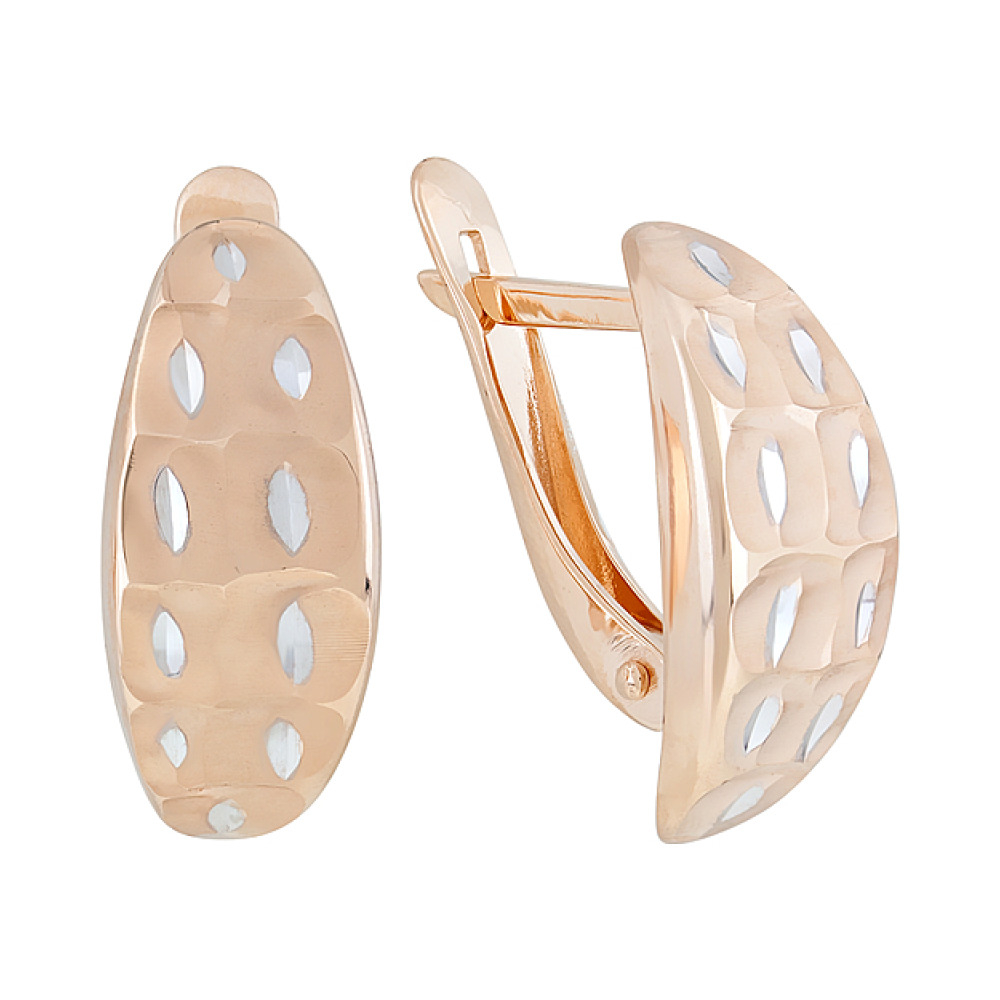 Золотые серьги без камня с алмазкой № 123992