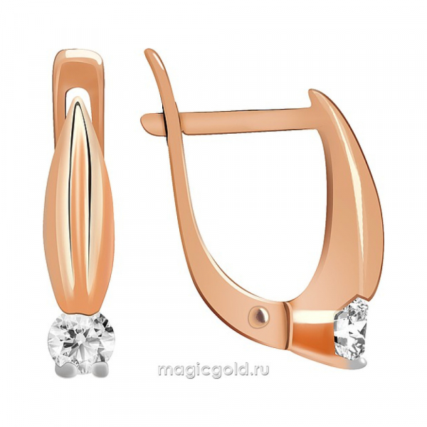 Золотые серьги с бриллиантом № 98737