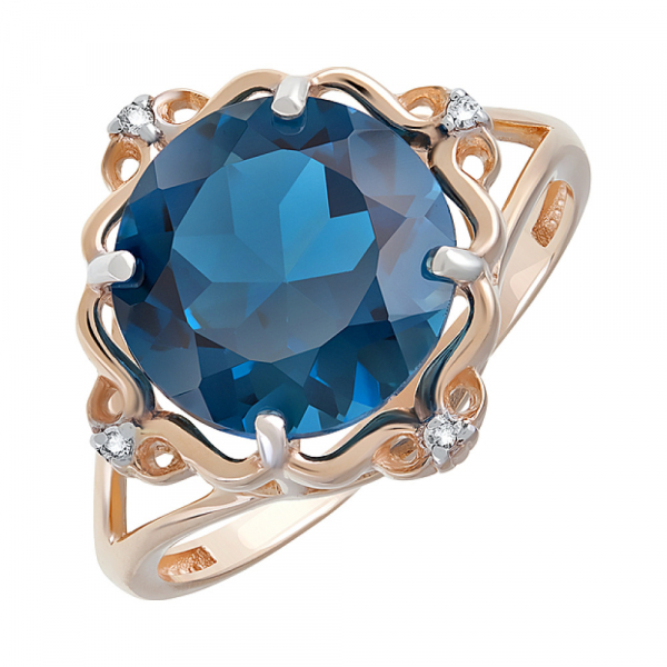 Золотое кольцо с топазом и фианитом № 124593