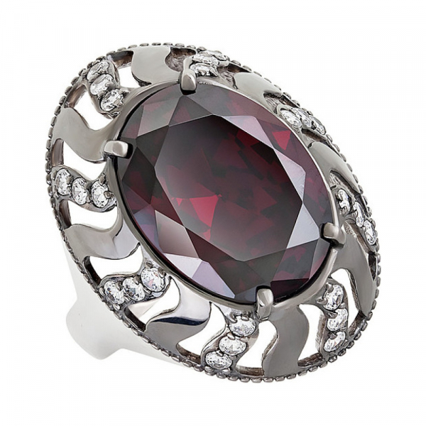 Серебряное кольцо с фианитом № 132935