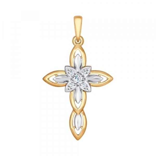 Золотая подвеска с фианитом № 138391