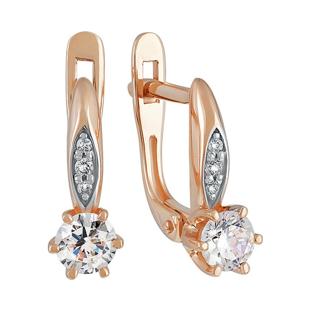 Золотые серьги с фианитом № 136830