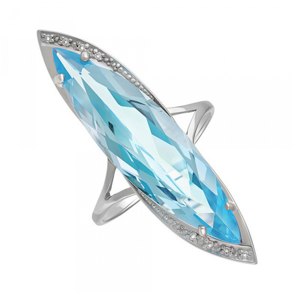 Серебряное кольцо с топазом и фианитом № 133329