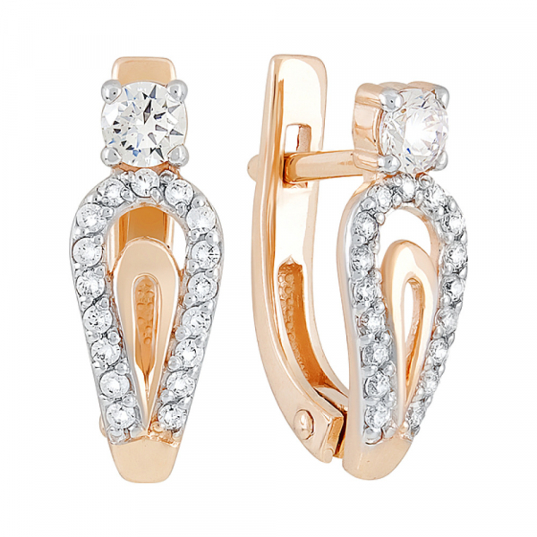 Золотые серьги с фианитом № 129792