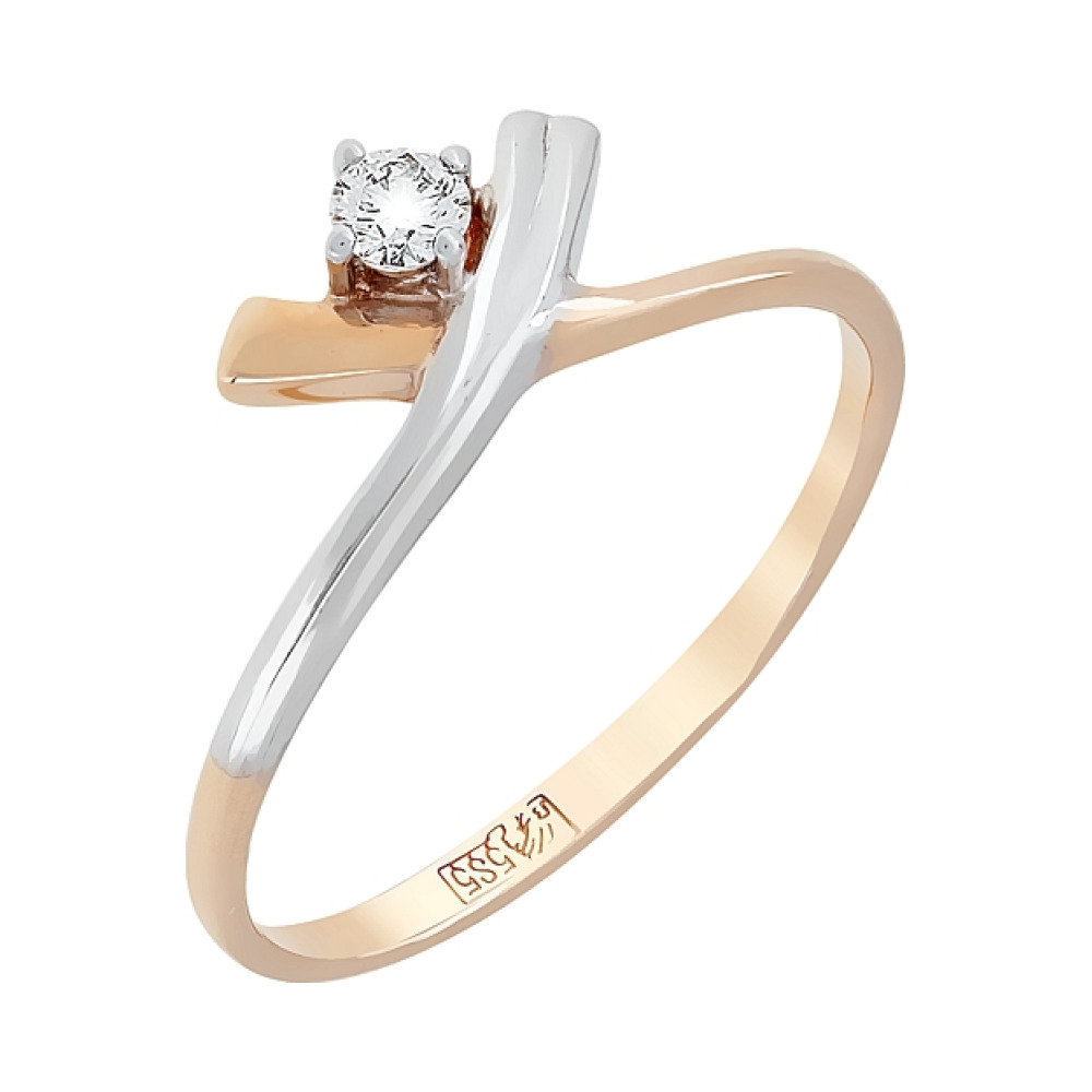 Золотое кольцо с бриллиантом № 110841