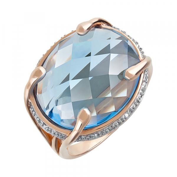 Золотое кольцо с бриллиантом и топазом № 29441