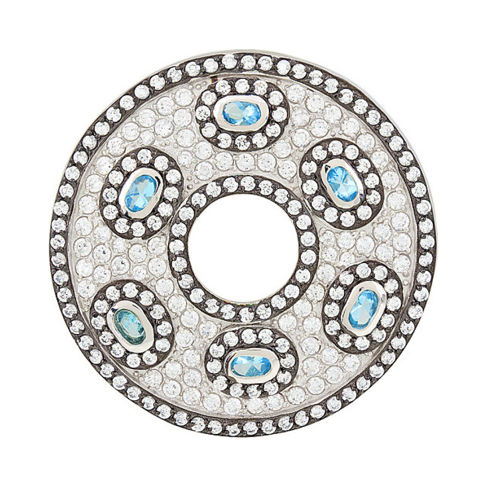 Серебряная подвеска с фианитом и черным покрытием № 118416