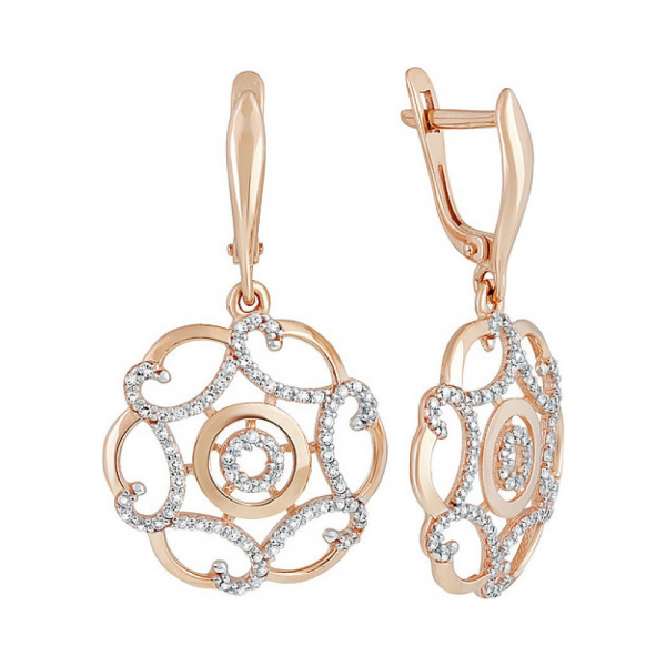 Золотые серьги с фианитом № 137018