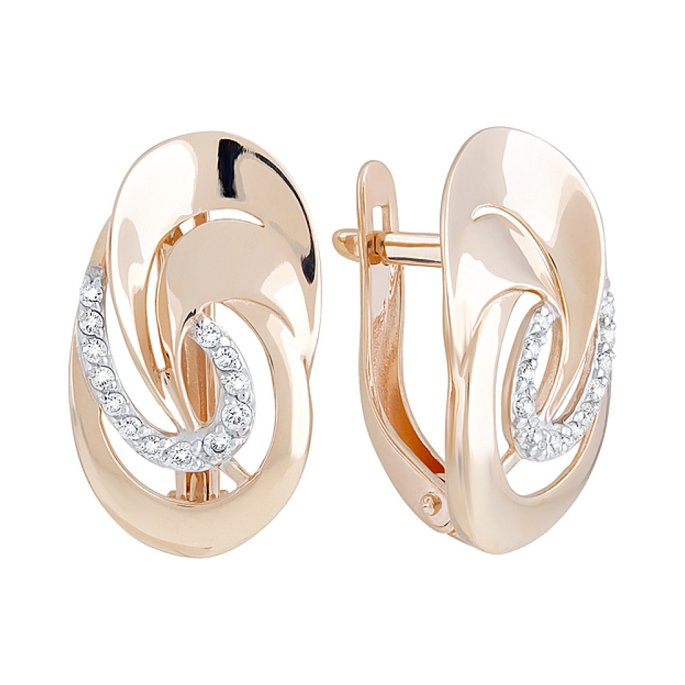 Золотые серьги с фианитами № 128015