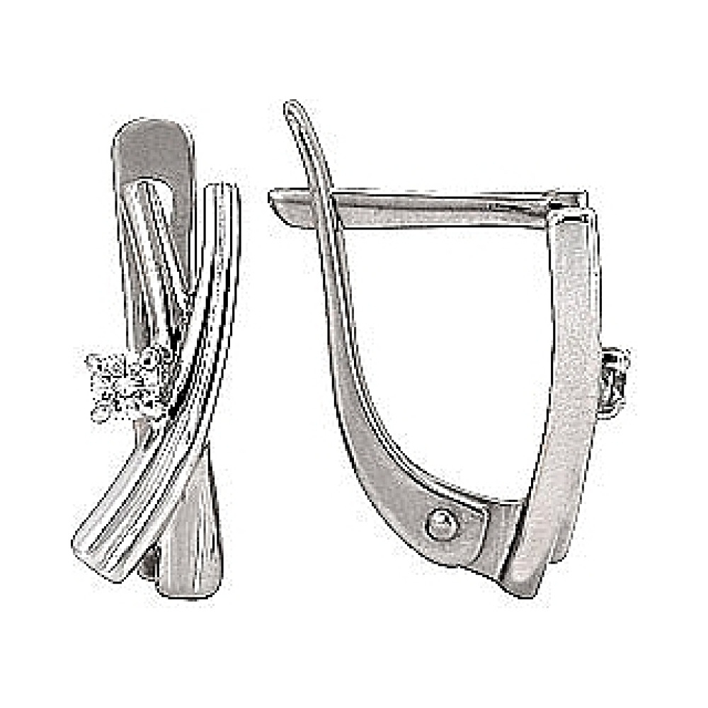 Золотые серьги с бриллиантом № 96636