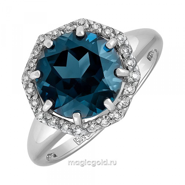 Золотое кольцо с топазом и фианитом № 134461