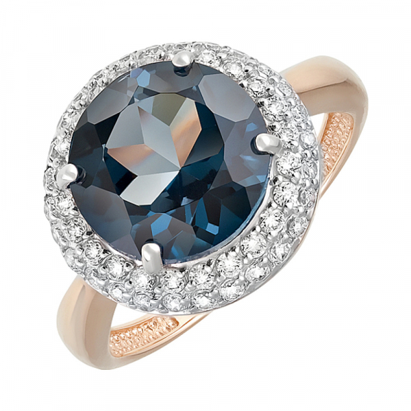 Золотое кольцо с топазом и фианитом № 128498