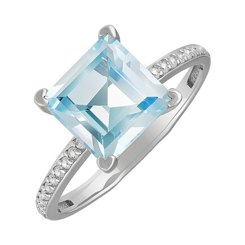 Серебряное кольцо с топазом и фианитом № 134022