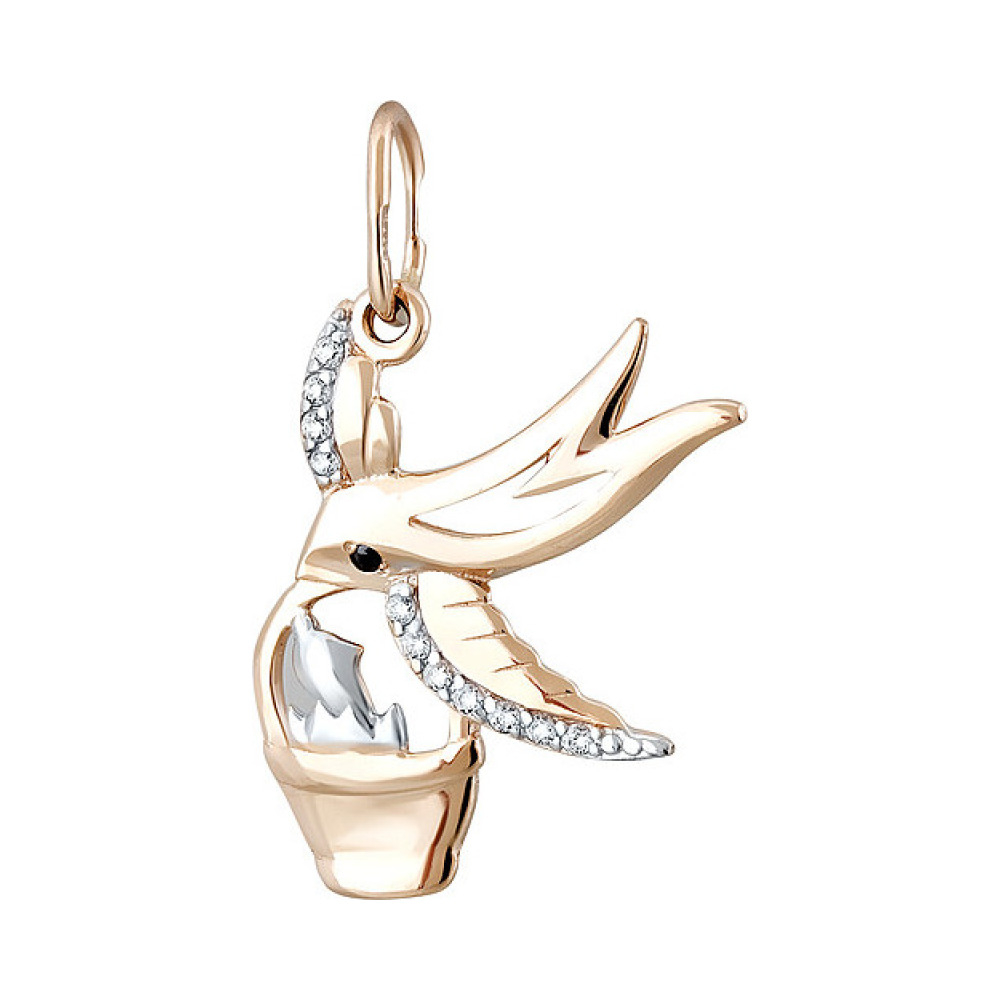 Золотая подвеска с фианитом № 133580