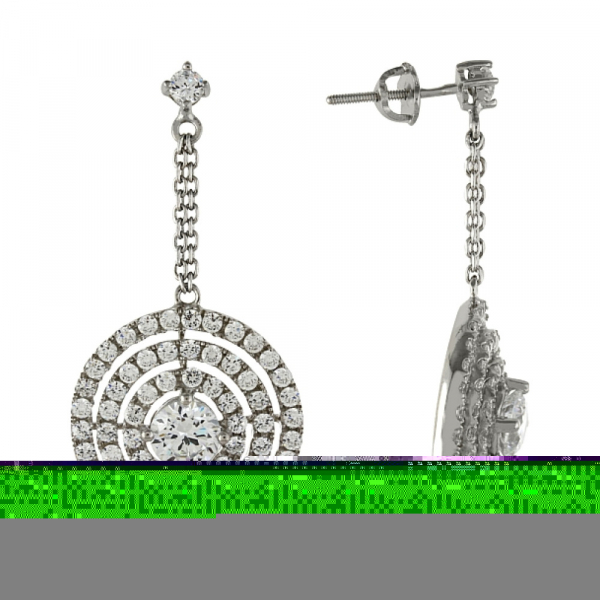 Серебряные серьги с фианитом № 83199