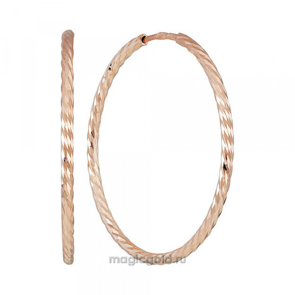 Золотые серьги без камня с алмазкой № 140956