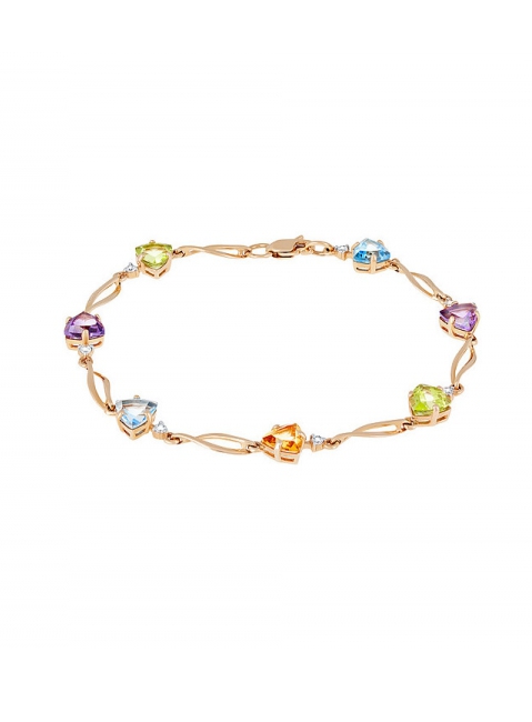 Золотой браслет с полудраг. вставками и фианитом № 124279